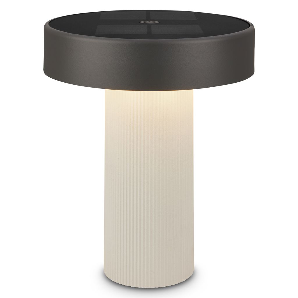 Poga Tischlampe - 1W, 150lm, Kabellos, LED, Dimmbar, Solar, Altweiß, Anthrazit