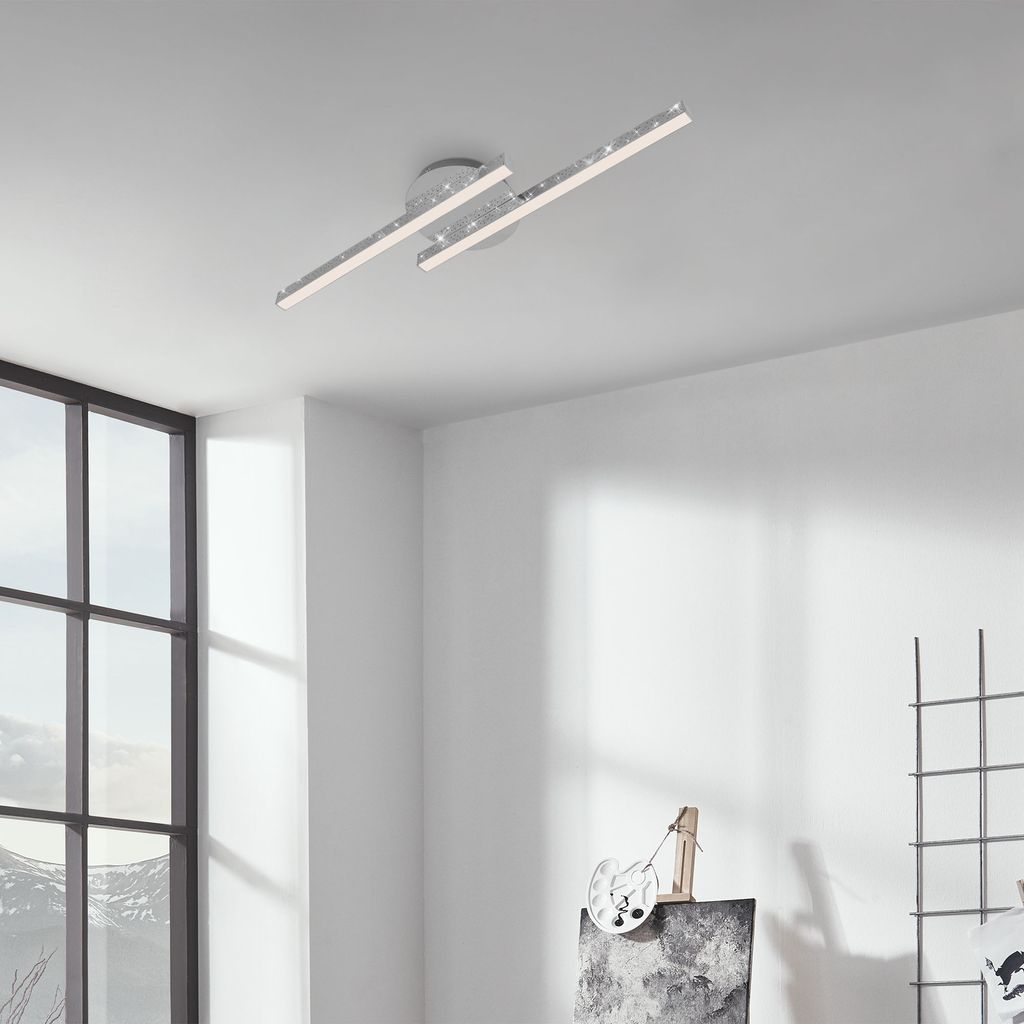 LED Deckenleuchte, 60 cm, 10,5 W, 1400 lm, Chrom