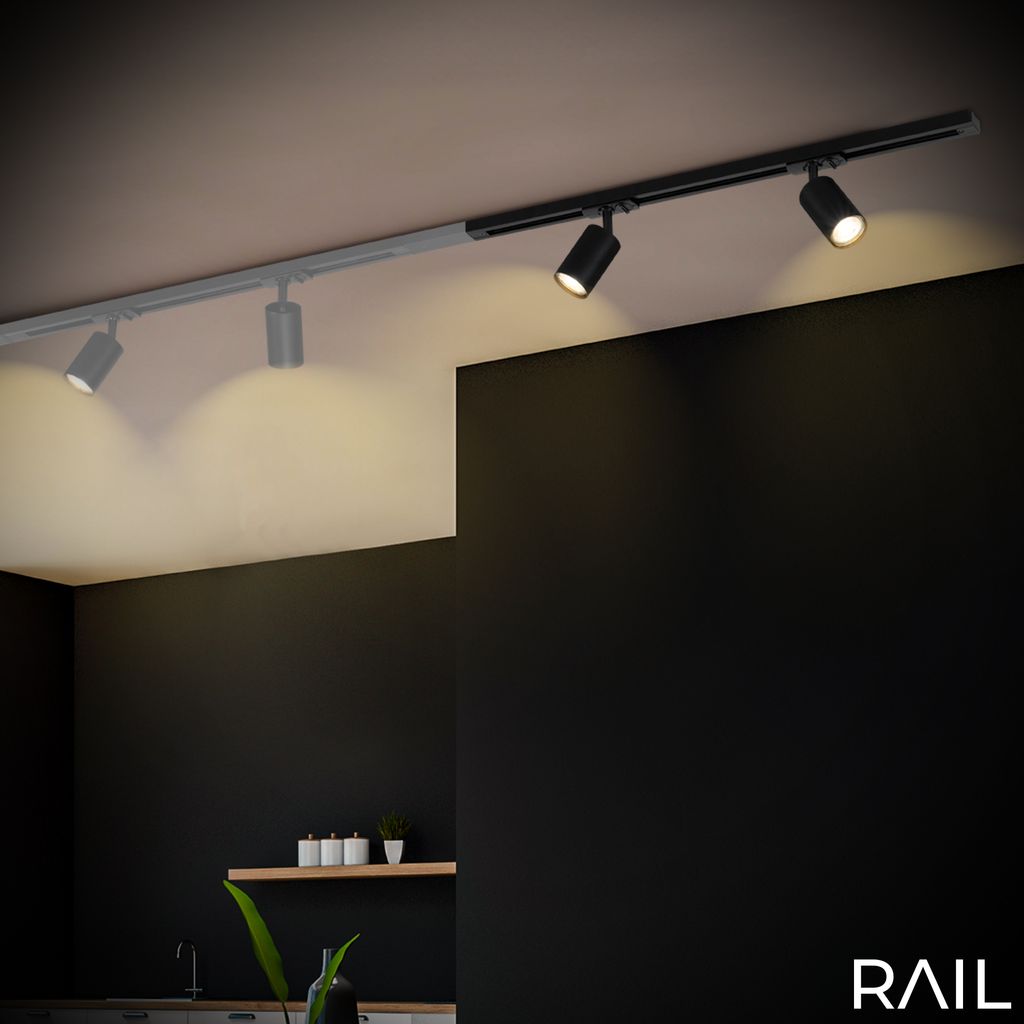 Briloner Rail Schienensystem. Erweiterungsset. 2x GU10 Spots. Schwenkbar. Drehbar. Schwarz. 0.75 m 1