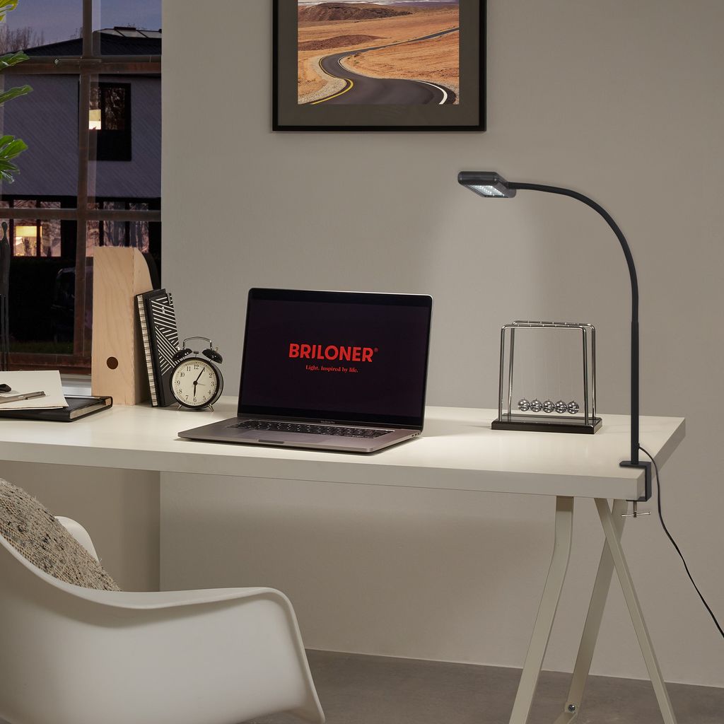 LED Klemmleuchte Tageslicht Kabelschalter 7.5 W schwarz Metall Briloner 9