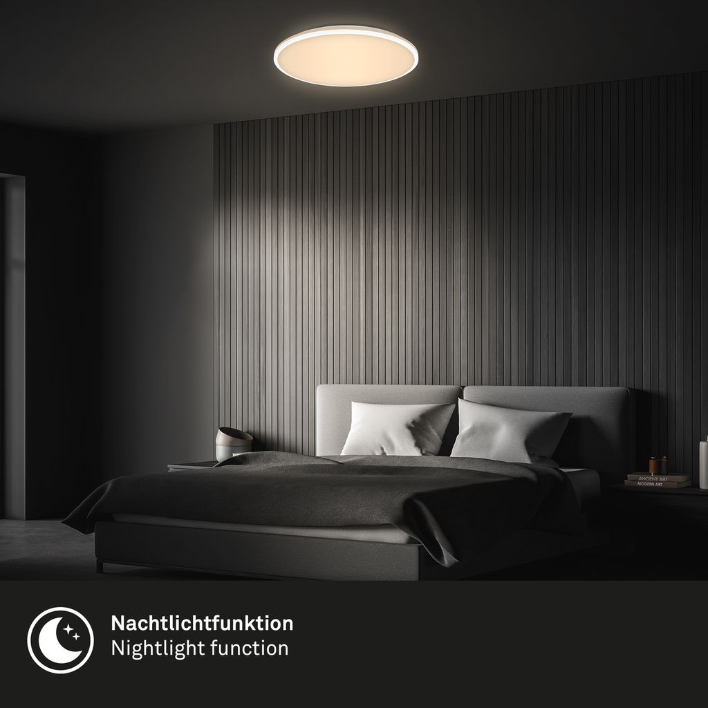 Briloner Pulup LED plafondlamp, traploos dimbaar, afstandsbediening, wit
