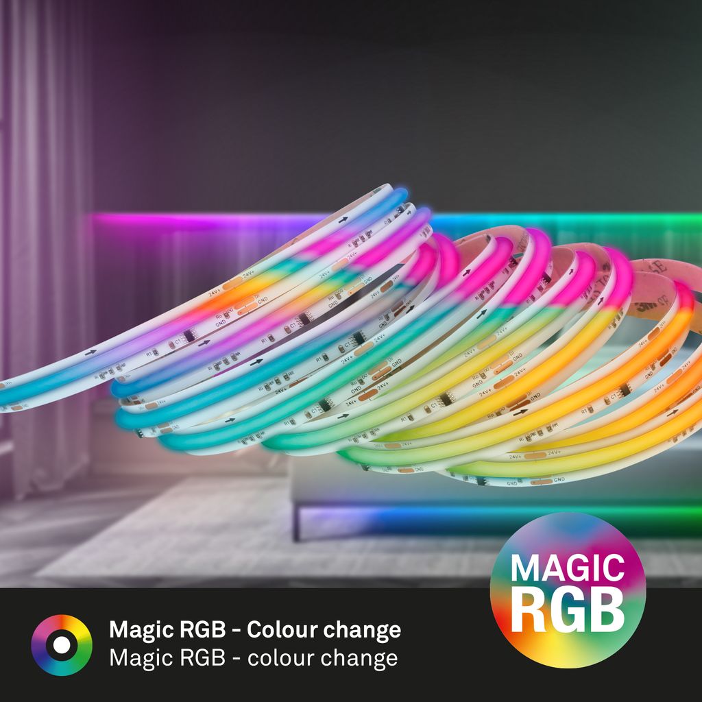 COB LED Stripe 3m RGB Leiste Lichtband Fernbedienung Selbstklebend Kürzbar Deko 4
