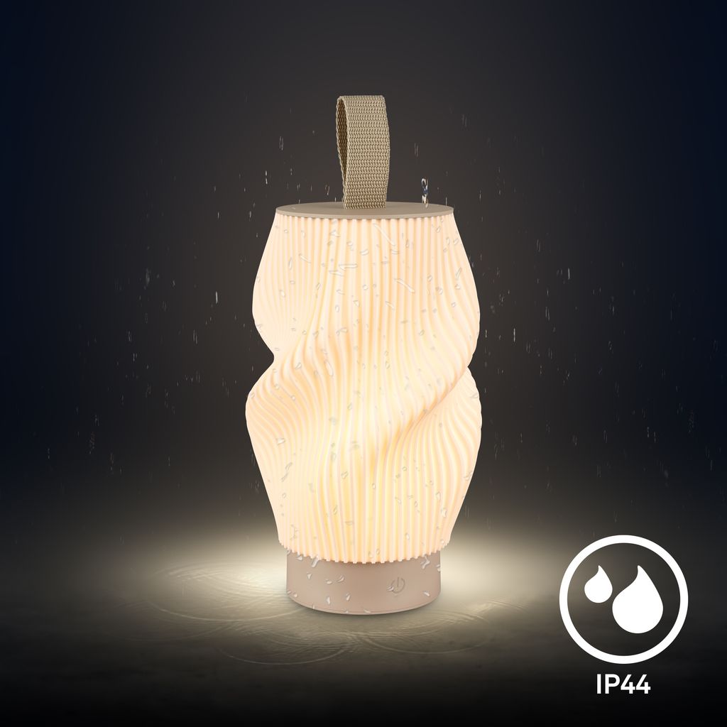 Tubi Tischleuchte - 2W, 150lm, Akku, LED, Touch, Dimmbar, 3D-Druck, Beige
