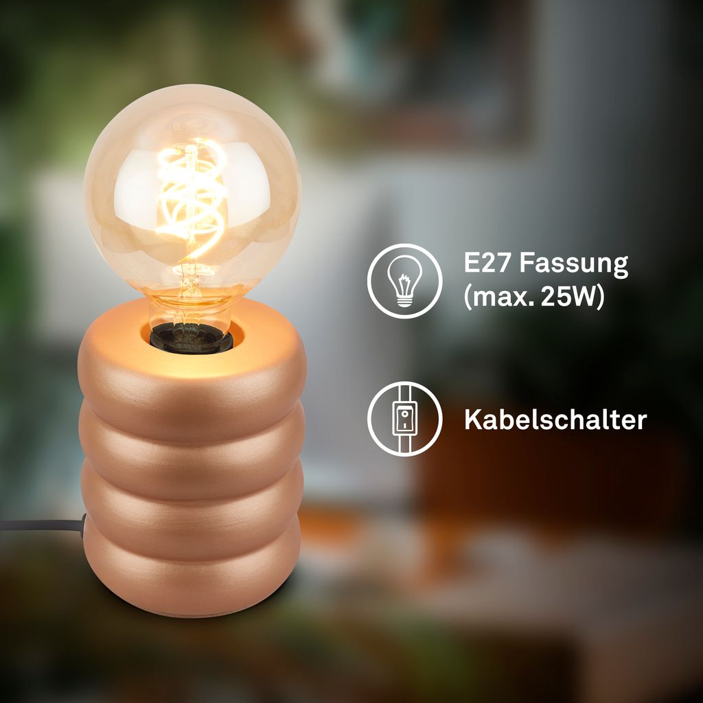 Foam Tischlampe - mit Schalter, Keramik, E27 Fassung, Coffee