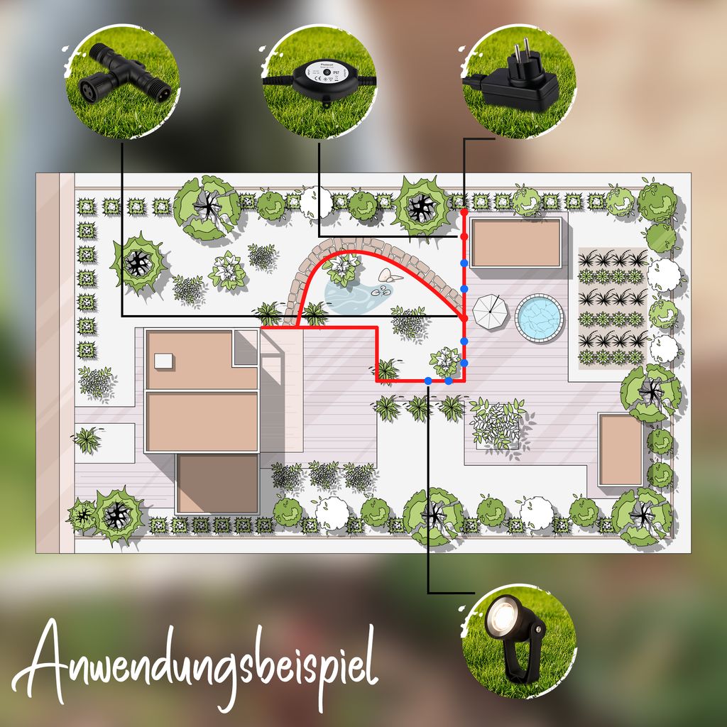 CONNECT TO SHINE Erweiterungsset Lilis mit 3er Set LED Gartenstrahler, IP65