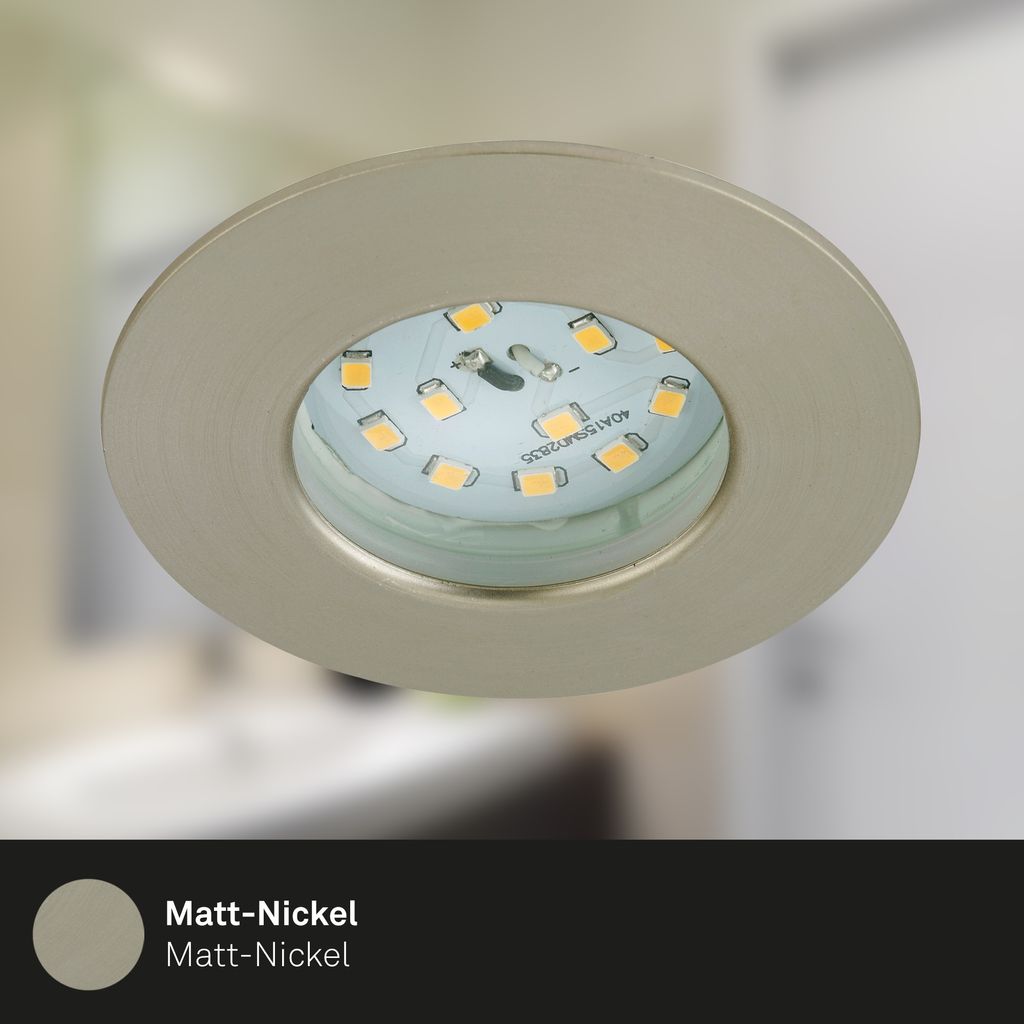 LED Einbauleuchte, Ø 7,5 cm, Matt-Nickel