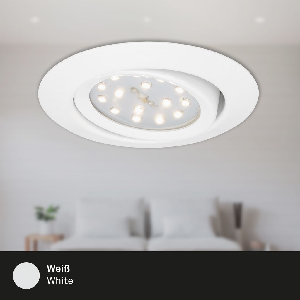 3er Set LED Einbauleuchte, Ø 8,2 cm, 3 W, Weiß