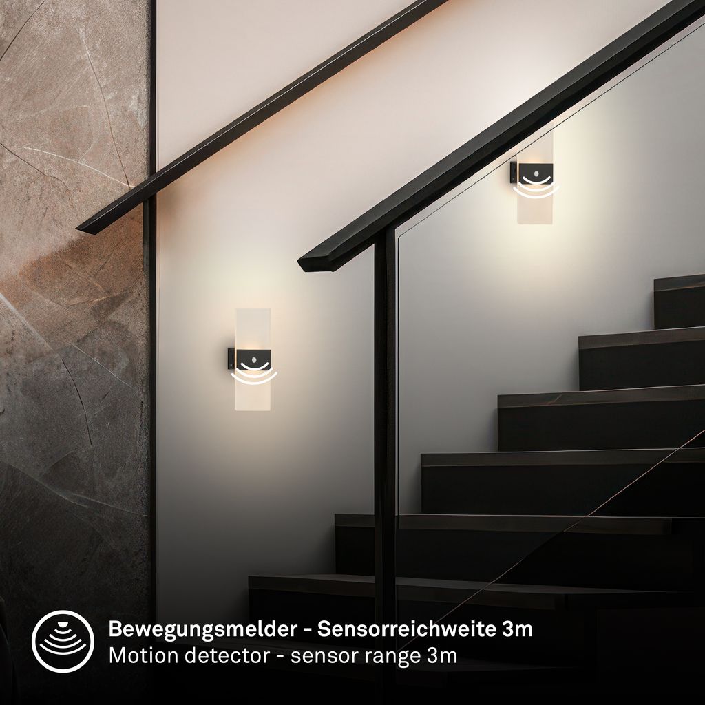 Aura Wandleuchte - 2,5W, 100lm, Akku, LED, mit Bewegungsmelder, Schwarz