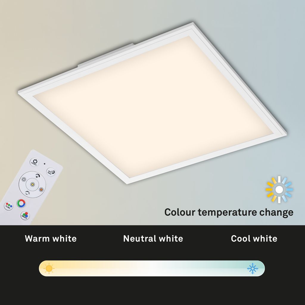 LED Panel Ultraflach RGB CCT Deckenlampe Weiß Dimmbar Kunststoff 24W Briloner 8