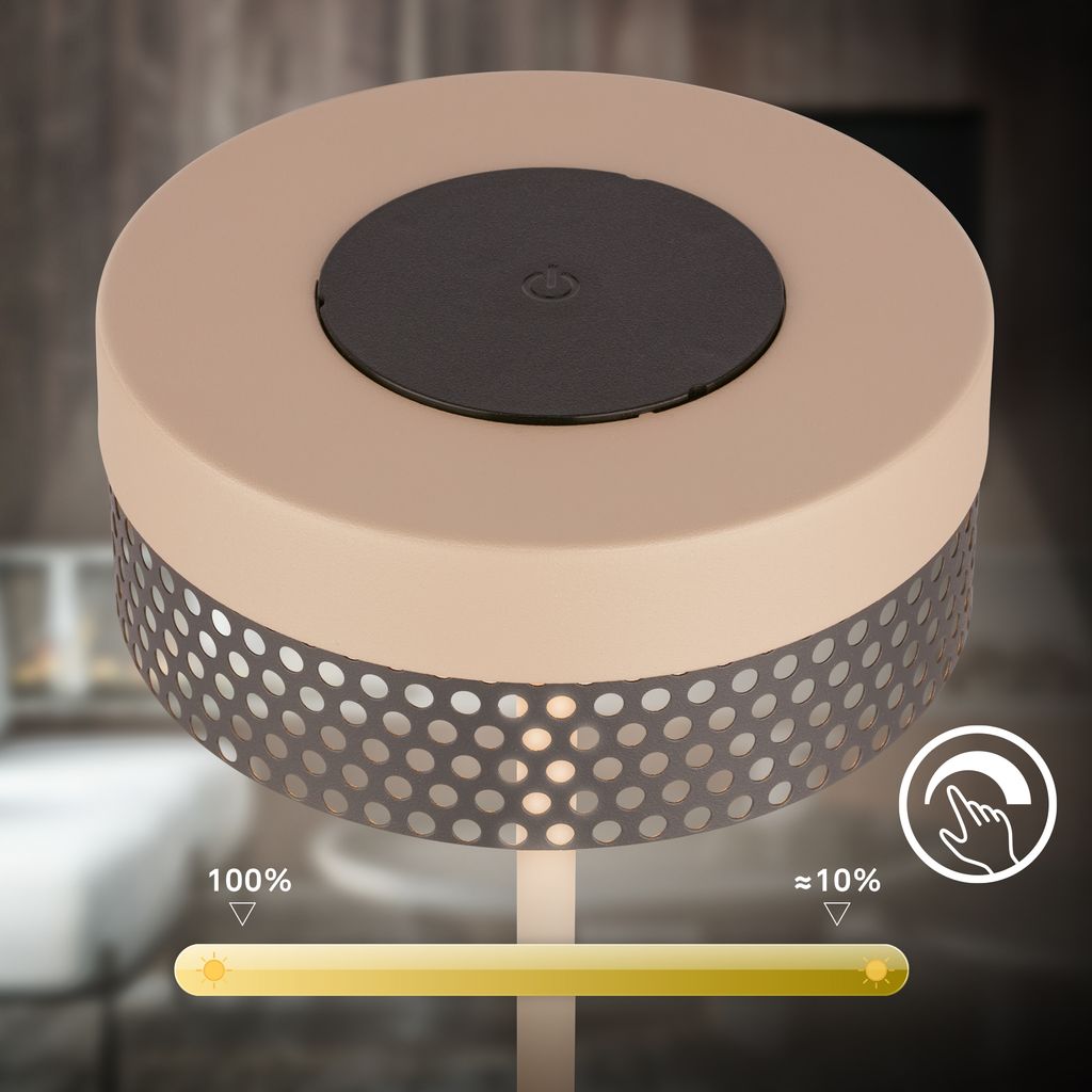 Briloner Booha LED Tischlampe kabellos IP44. Dimmbar. Touch. Akku. Spritzwasserschutz. Beige-Anthrazit. Ø16 x 35 cm 5