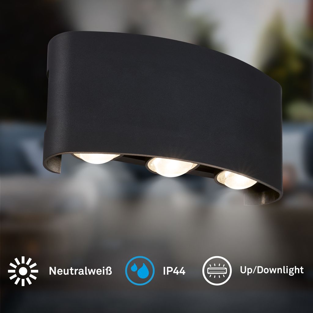 Will Outdoor Wall Light - 6.5W, 700lm, LED, Neutral White, IP44, Black