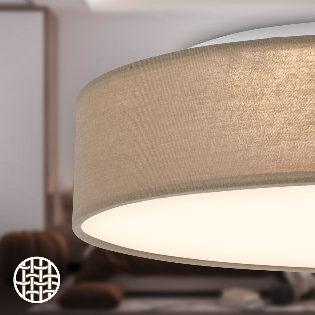 Duck Deckenlampe Ø38 cm - 24W, 2600lm, LED, Warmweiß, Stoffschirm, Taupe