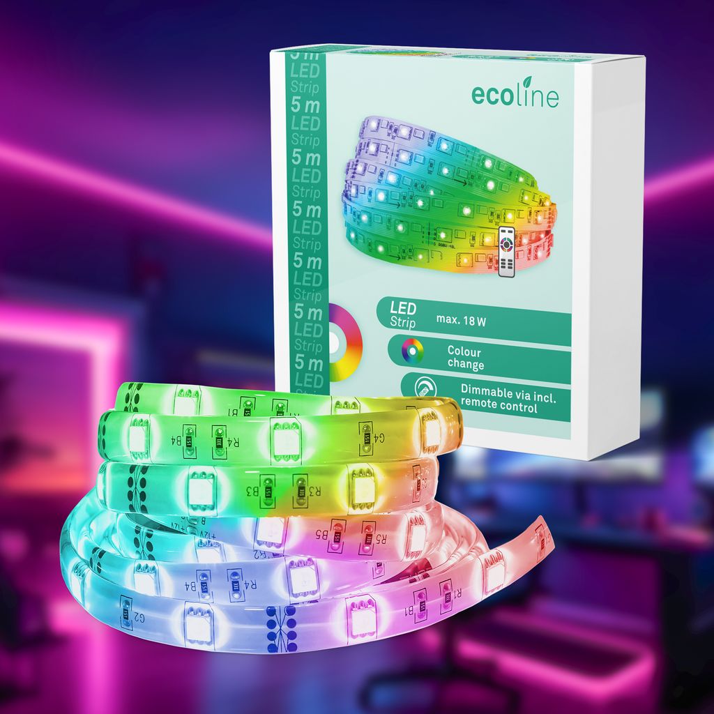 Briloner LED Strip 5m, Fernbedienung, RGB Farbmodi, Dimmbar
