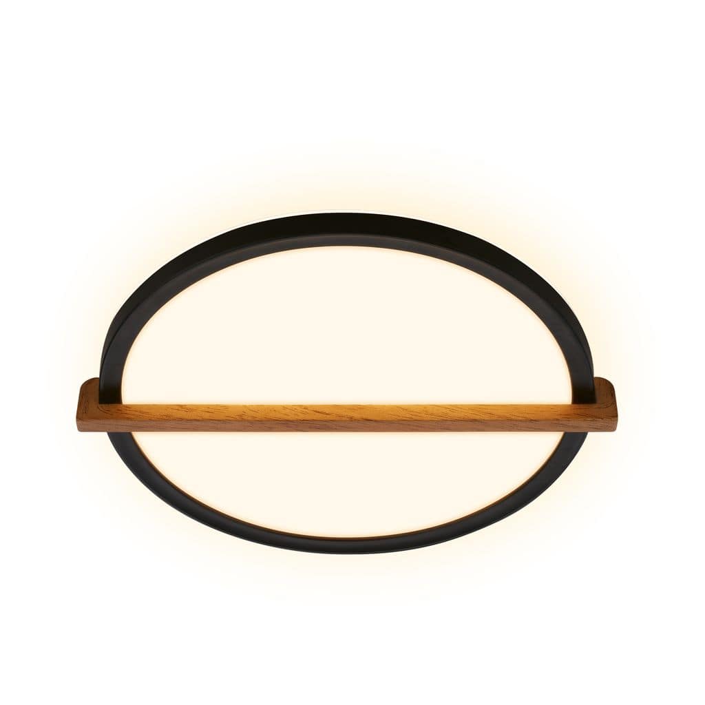 Remsa LED Deckenlampe, Holzdekor, Backlight, Oval 31,5x29 cm, Schwarz-Holz