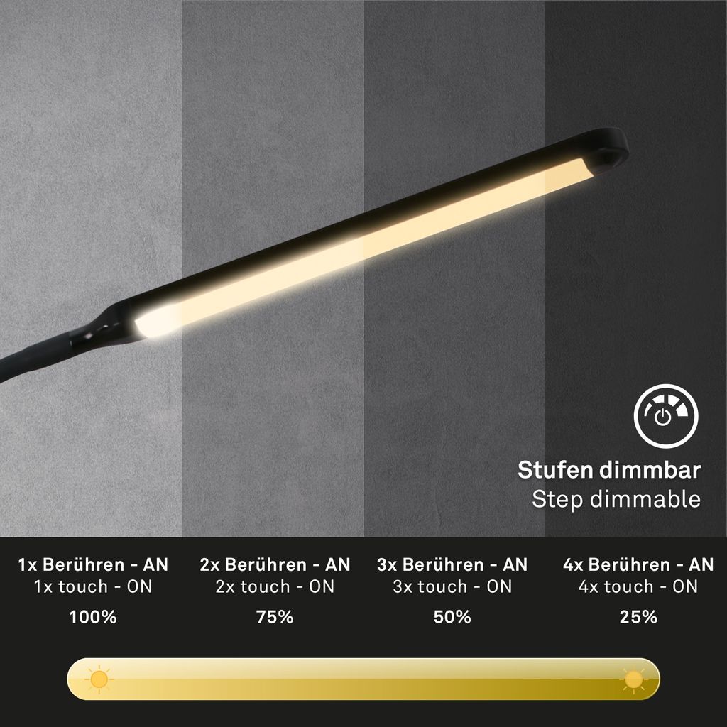 LED Stehleuchte, 126,5 cm, 6W, 600lm, schwarz