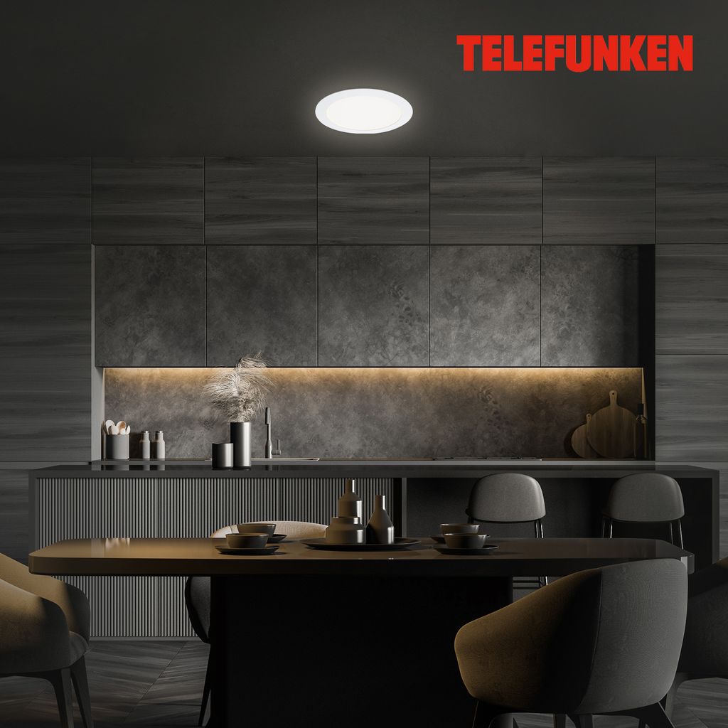 LED Einbauleuchte Smart WiFi App Steuerung Bluetooth 12 W weiß Metall Telefunken 9