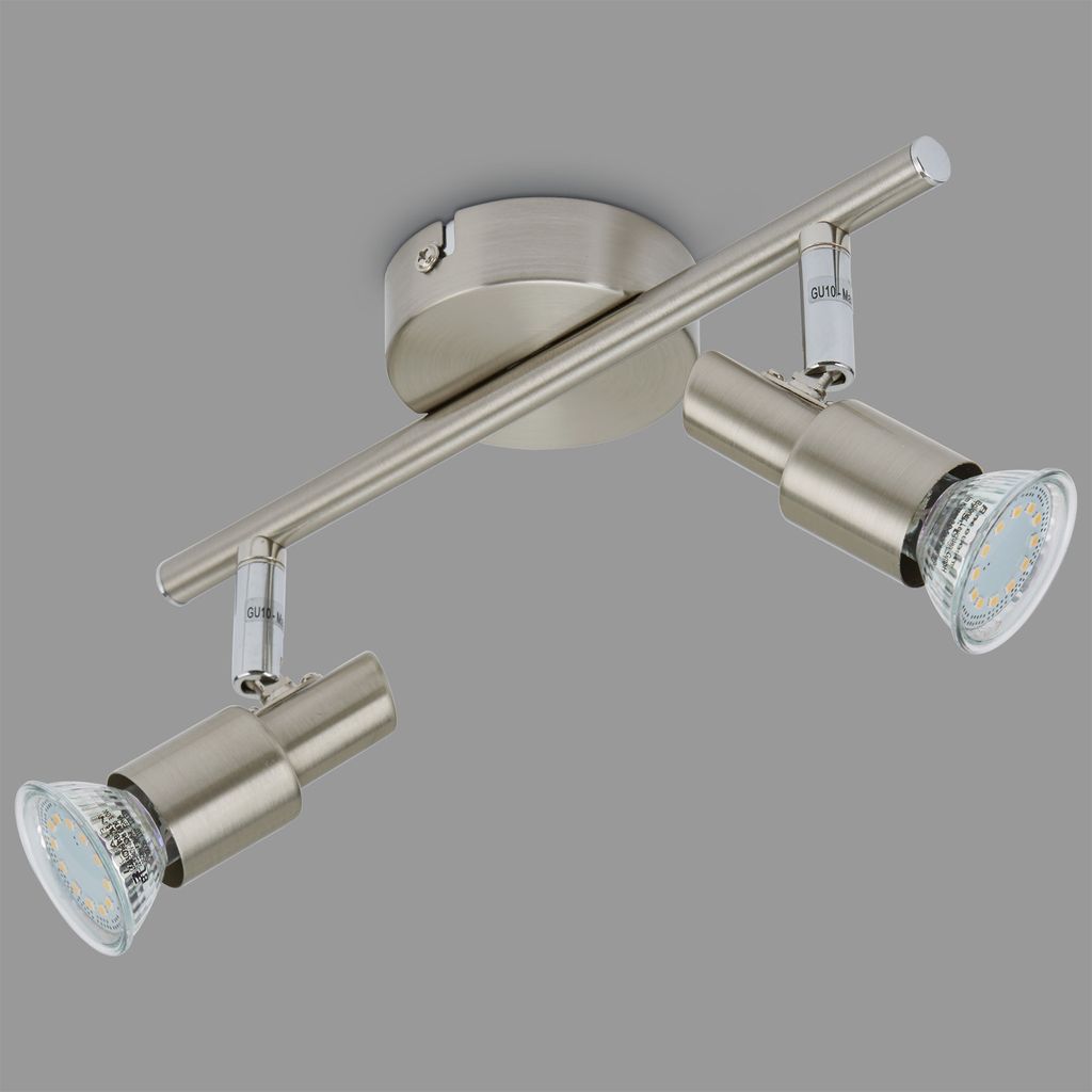 LED Deckenspot ? 2-flammig, GU10 6W, dreh- & schwenkbar, Warmweiß, Matt-Nickel
