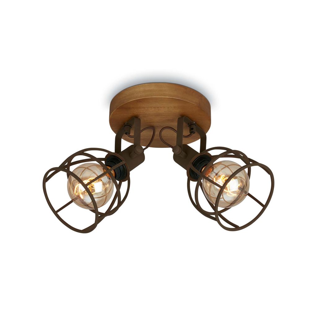 Spotleuchte Deckenspot Retro schwenkbar 2xE27 Ø22cm 25W Dunkelbraun Briloner 1