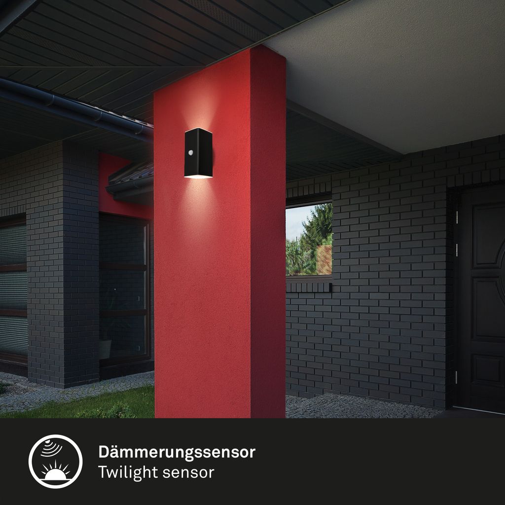 Briloner Kona LED Wandleuchte Aussen, Bewegungsmelder, Dämmerungssensor, Akku