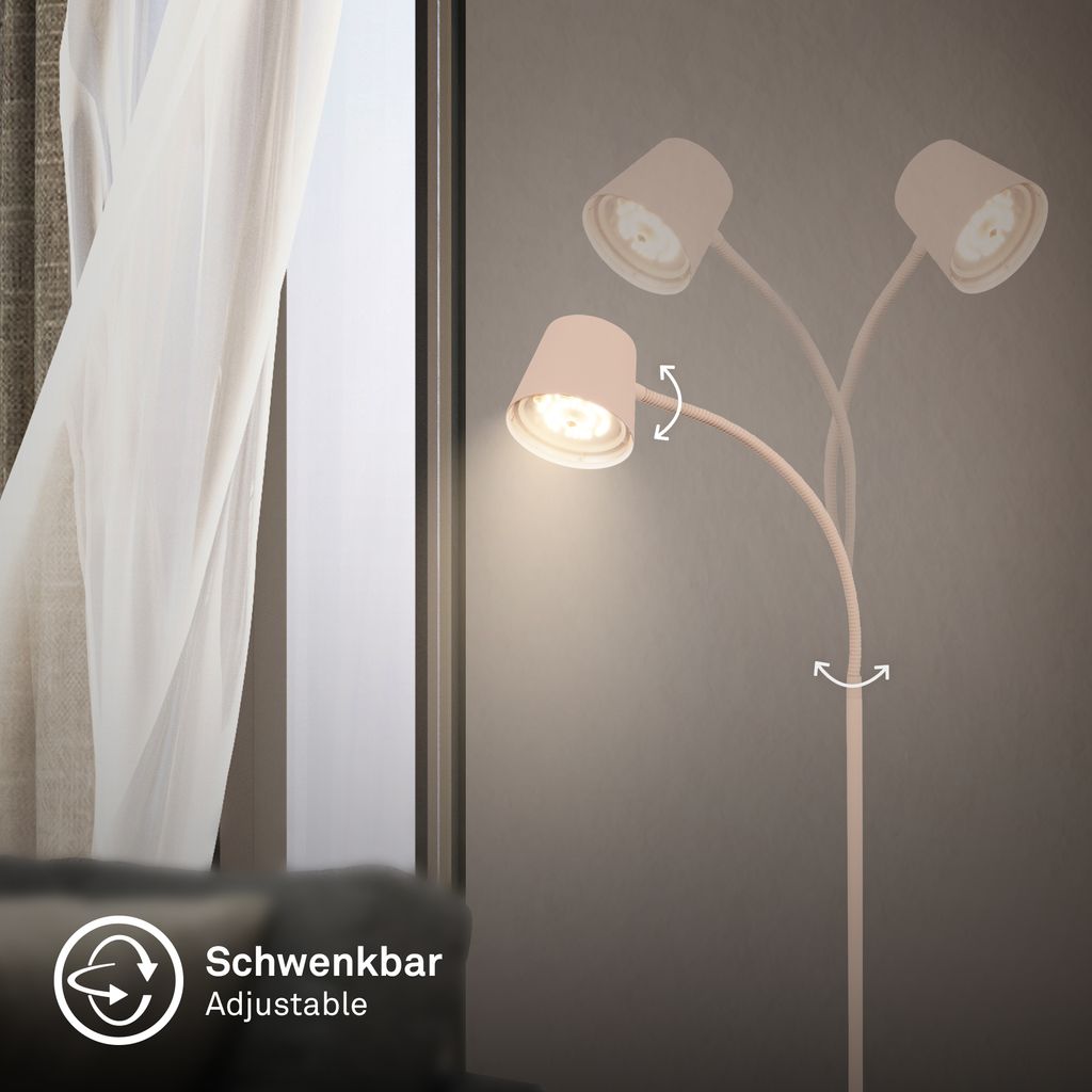 Briloner Cielo LED Stehlampe Kabellos, Dimmbar, Touch, Beige