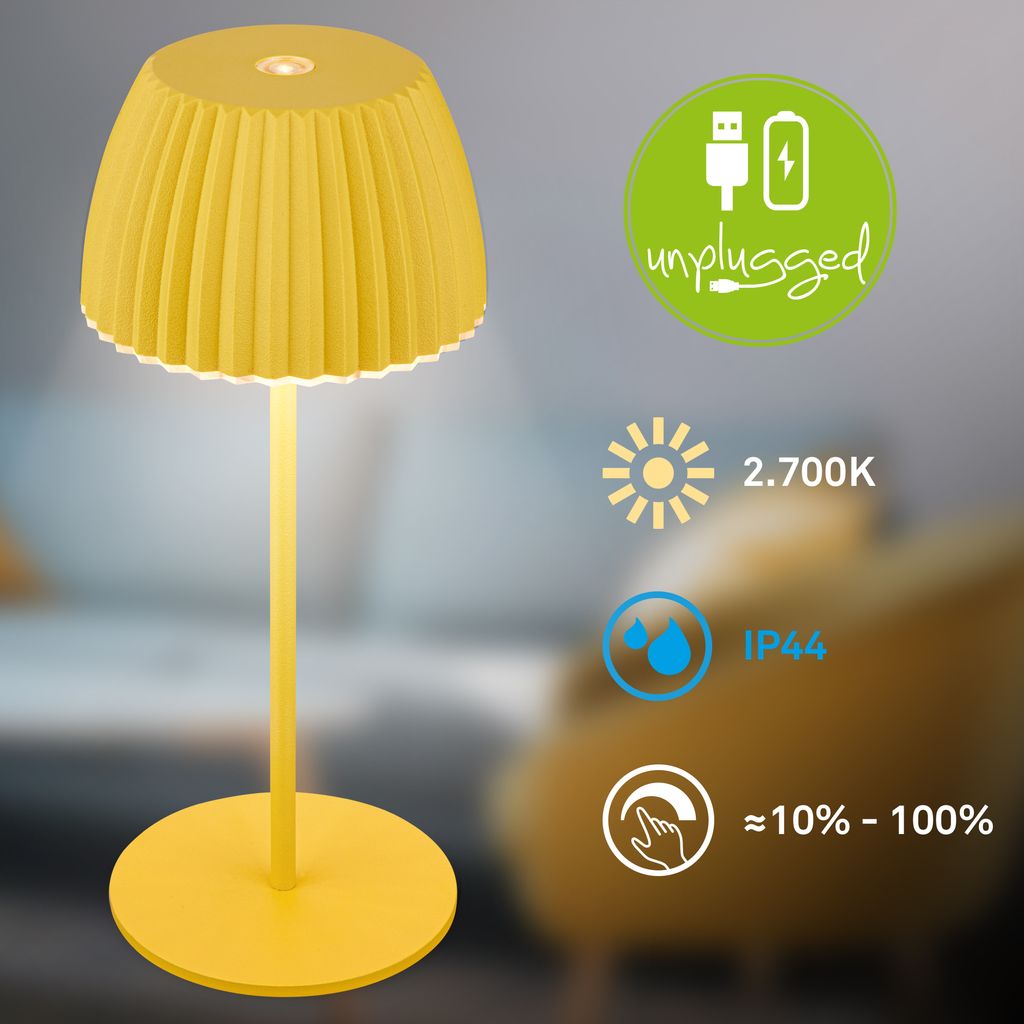 LED Tischlampe Akku LED Tischleuchte Dimmbar Kabellos Touch Aussen/Innen 6