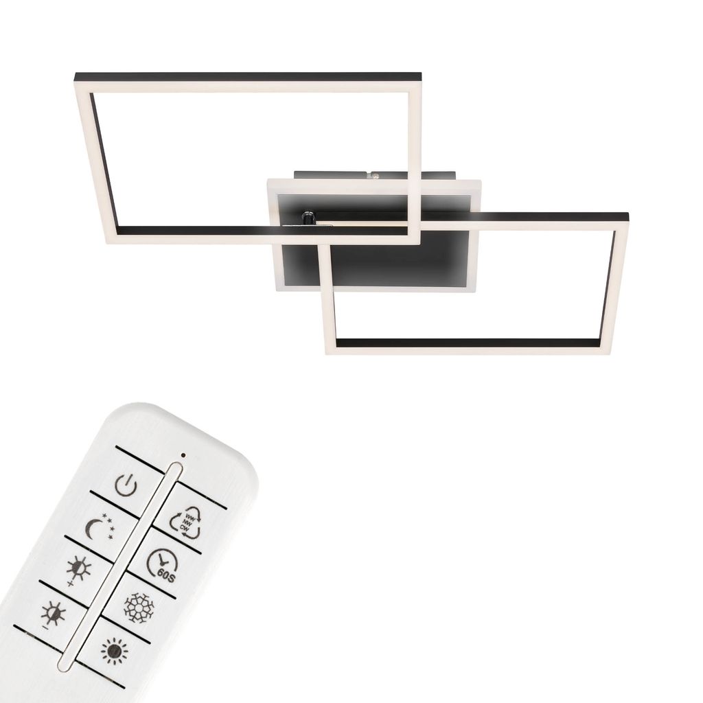 LED Deckenleuchte CCT Dimmbar Fernbedienung Timer 40W schwarz Metall Briloner 1