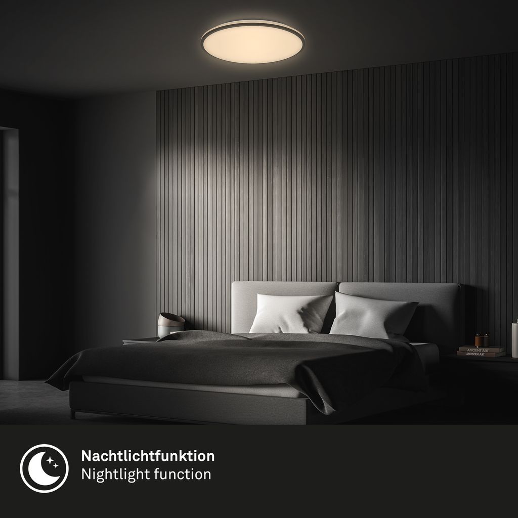 Briloner Pulup LED plafondlamp, traploos dimbaar, afstandsbediening, zwart
