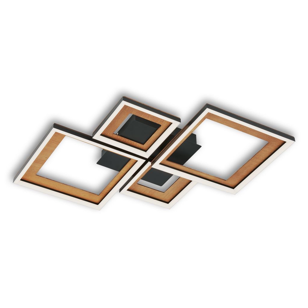LED Deckenleuchte, 53 cm, LED-Platine, 24 W, 120 lm, schwarz-holz