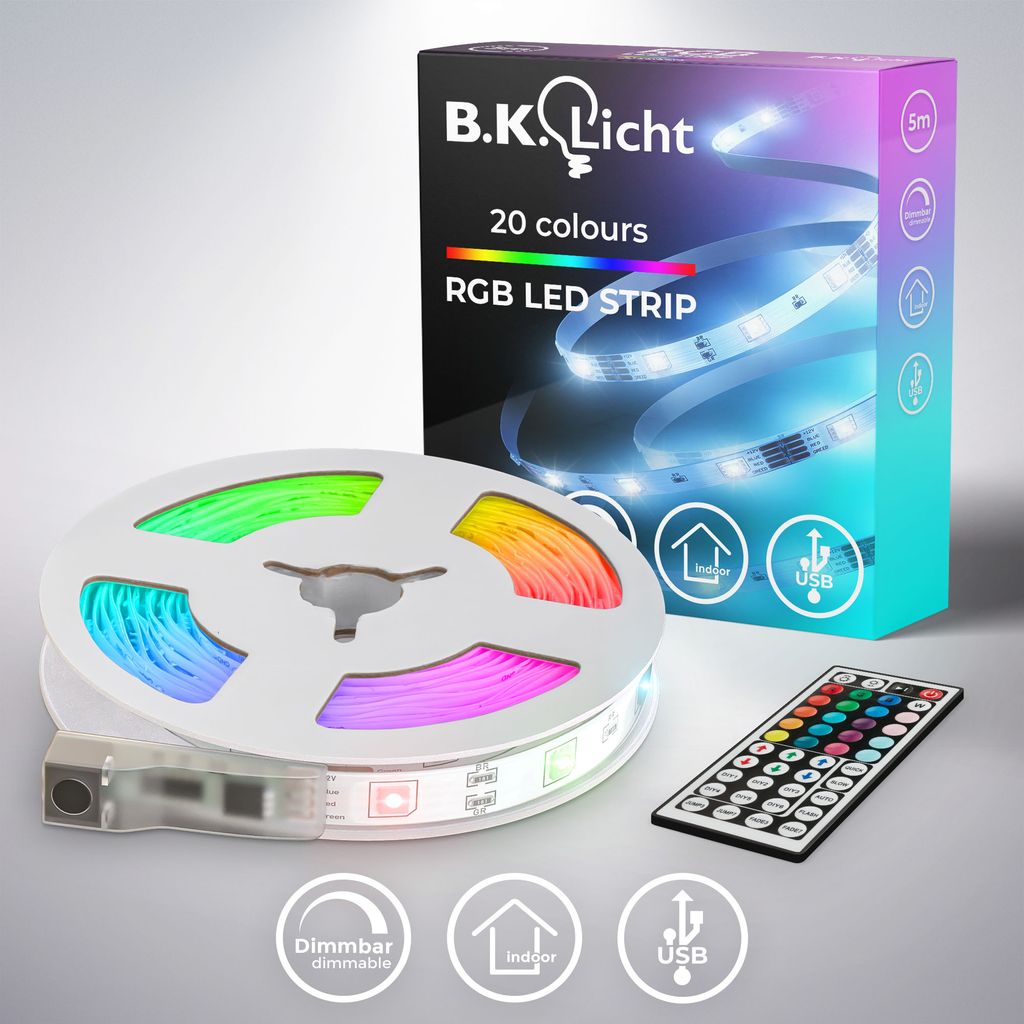 RGB LED tape 5m 150xRGB LED/0,04W, incl. USB