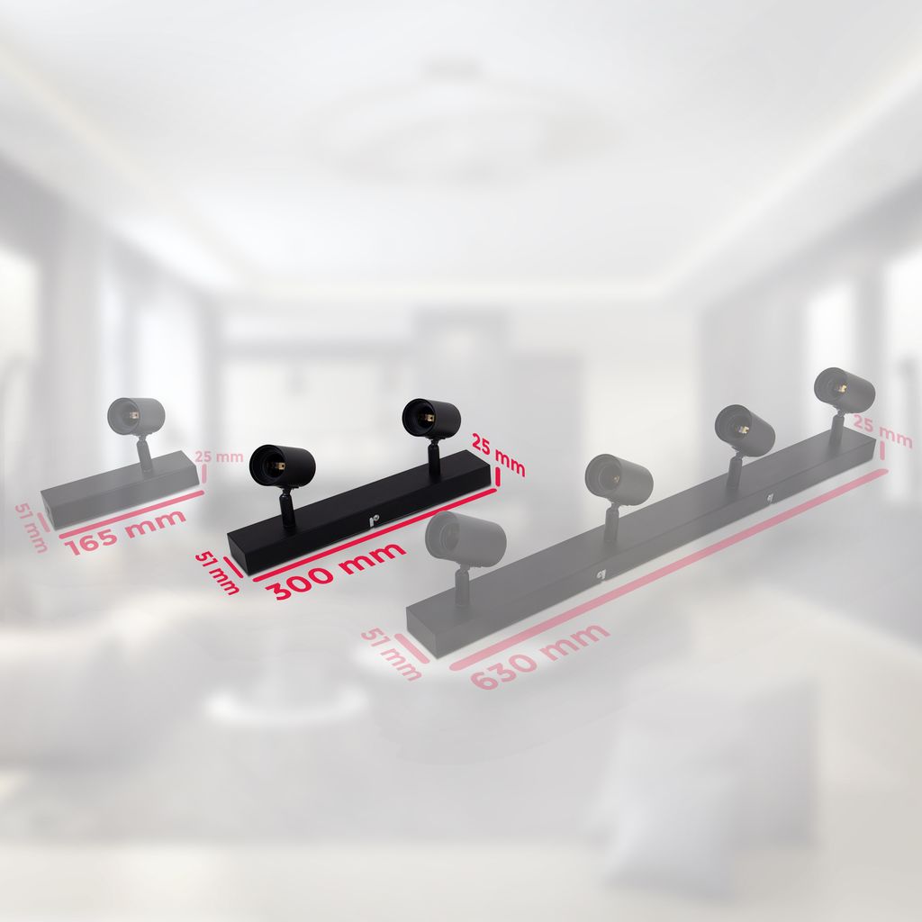 B.K.Licht Ceiling Light, 2 Rotatable Spots, E27 Socket, Bulbs not Included, Spotlight for Kitchen, Dining Room & Bedroom, Black Lamp, Metal Spot Bar, Swivel Design IP20 230V
