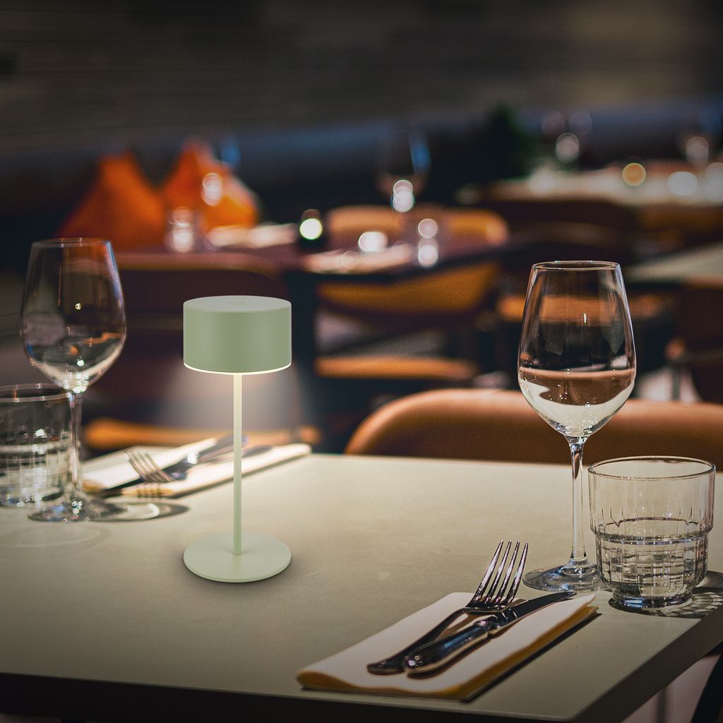 Kira Table Lamp - 2.6W, 150lm, Rechargeable Battery, LED, Touch Control, Dimmable, Sage Green