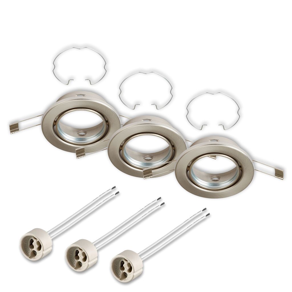 3er Set Einbauleuchte, Ø 8,6 cm, Matt-Nickel