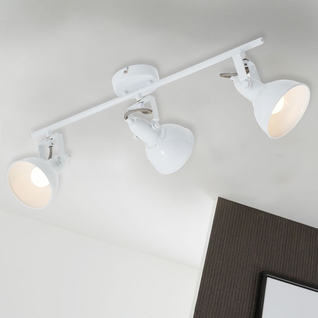 Deckenleuchte Retro 3xE14 3 dreh-& schwenkbaren Spots 40W Metall Weiß Briloner 9