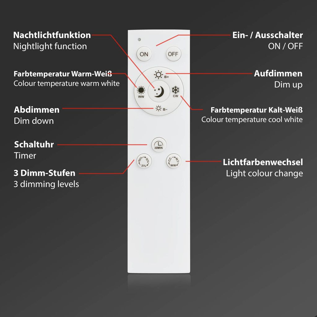 CCT LED Deckenleuchte, 72,4 cm, 50 W, 5500 lm, Aluminium