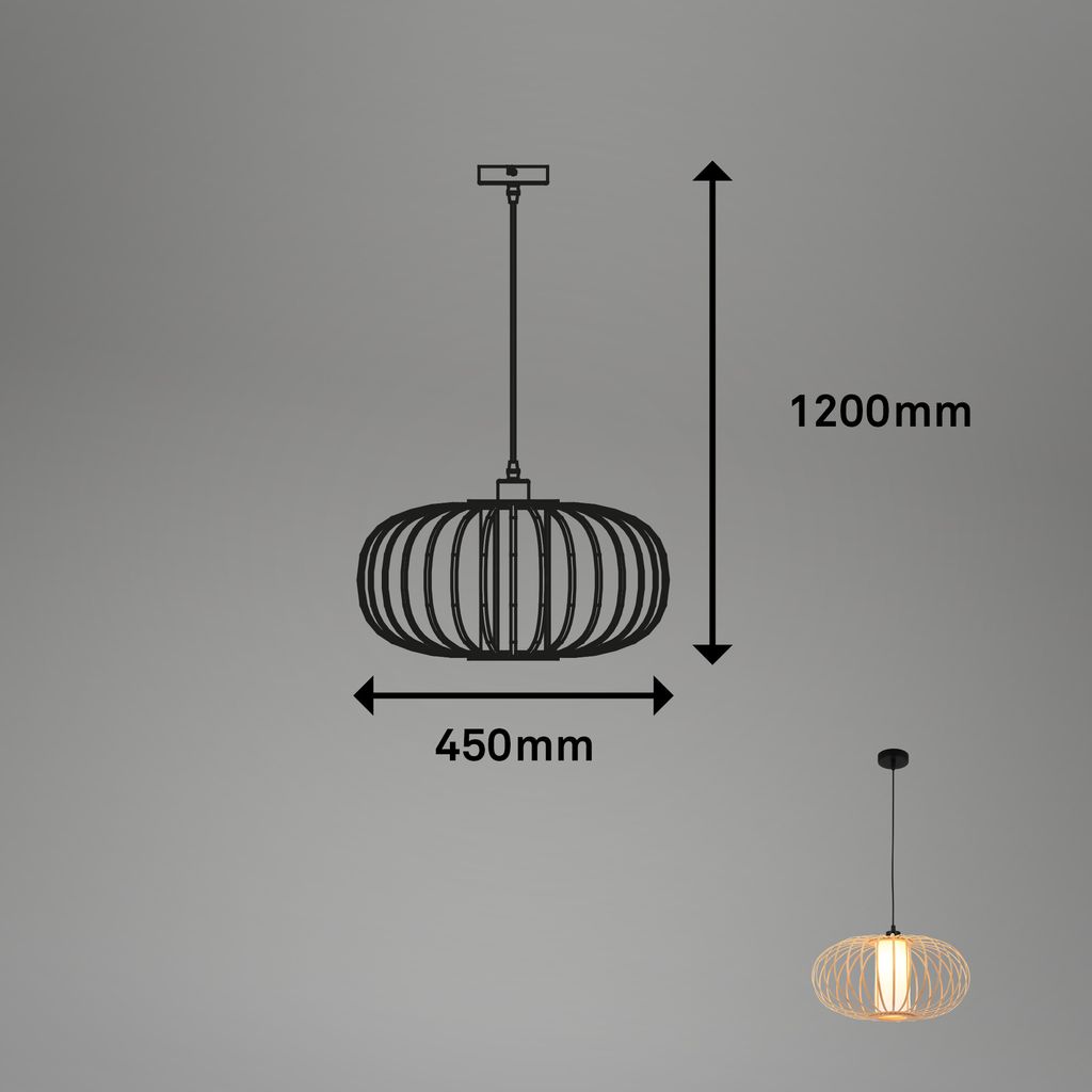 Pendelleuchte, 120 cm, 1x E27, max. 10W, holzfarben