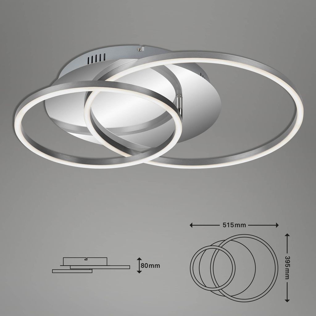 LED Deckenleuchte, 51,5 cm, 3200 LM, 40 W, Matt-Nickel