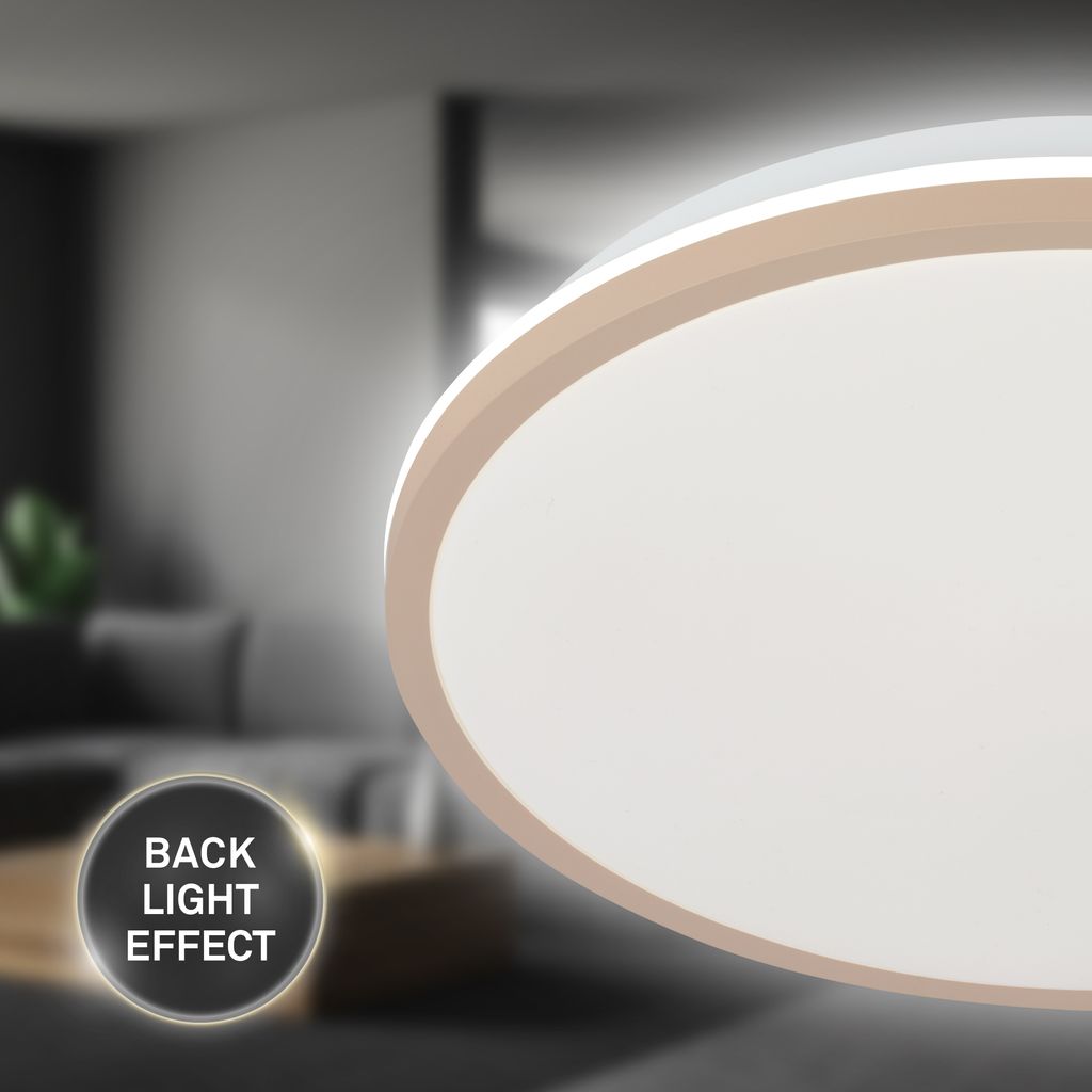 Lana Deckenleuchte Ø28 cm - 15W, 1500lm, LED, Backlight, Neutralweiß, Beige