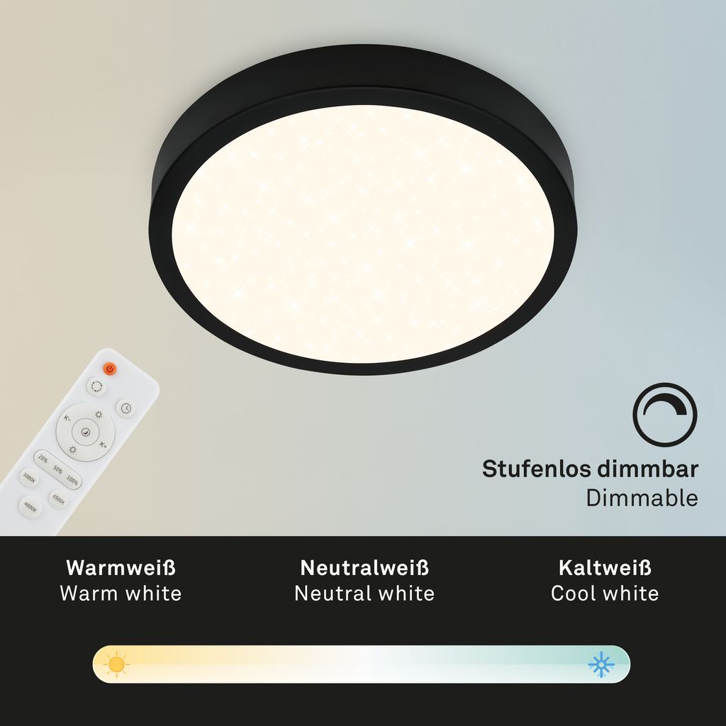 LED Deckenleuchte Sternenhimmel dimmbar Fernbedienung schwarz Ø28cm Briloner 5