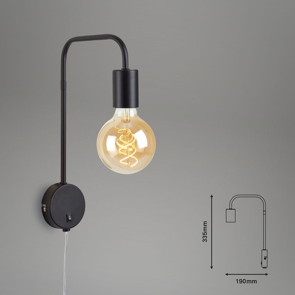 Clip-on/plug-in armatuur 35,5 cm 1x exkl. E27 10W zwart