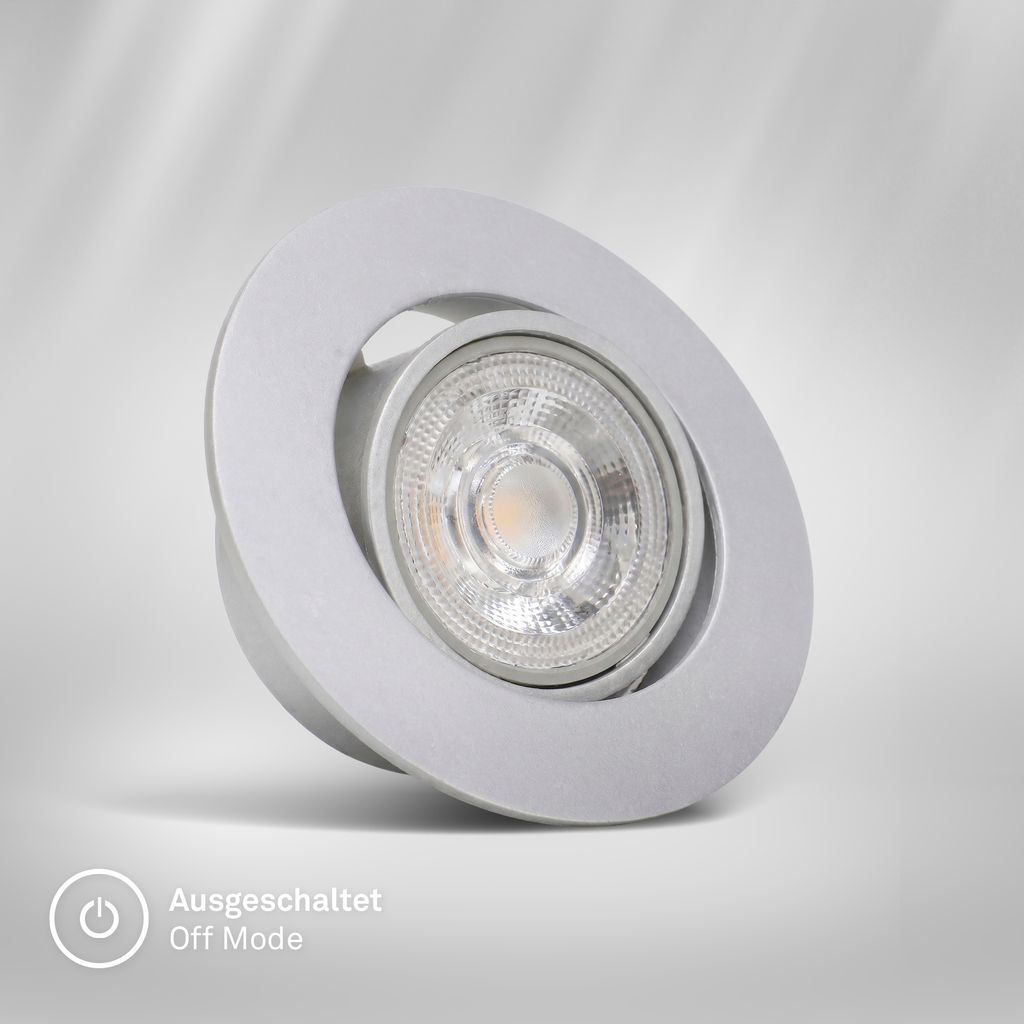 Show LED Recessed Spotlights 68mm, Set of 3 - 230V, 4.9W, 480lm, LED, Warm White, Matt Chrome