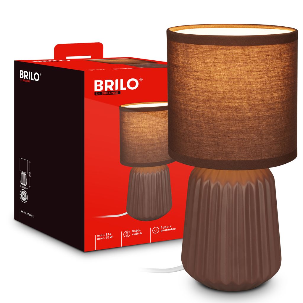 Dora Tischlampe - mit Schalter, Keramik, E14 Fassung, Braun