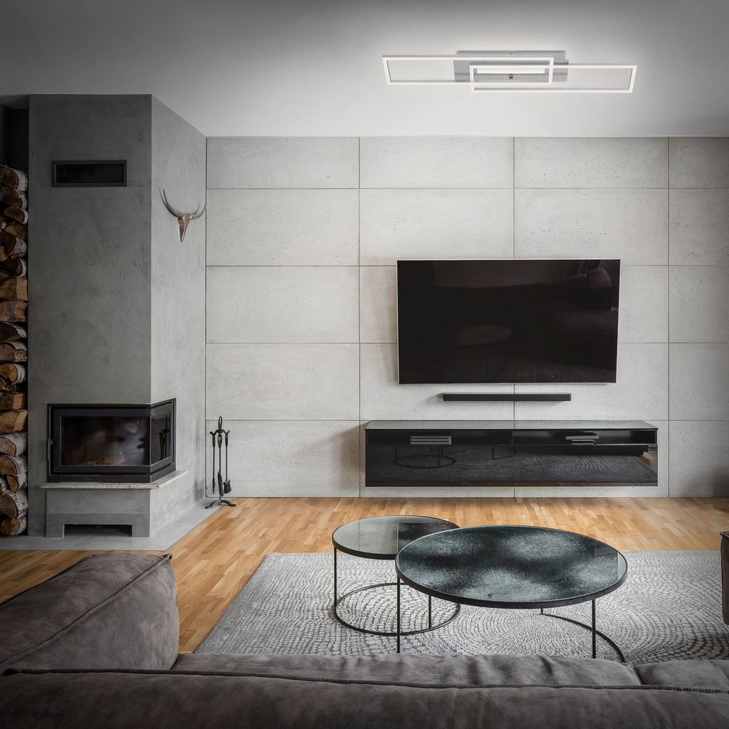 LED Deckenleuchte Memoryunktion getrennt schaltbar 40W Silber Metall Briloner 10