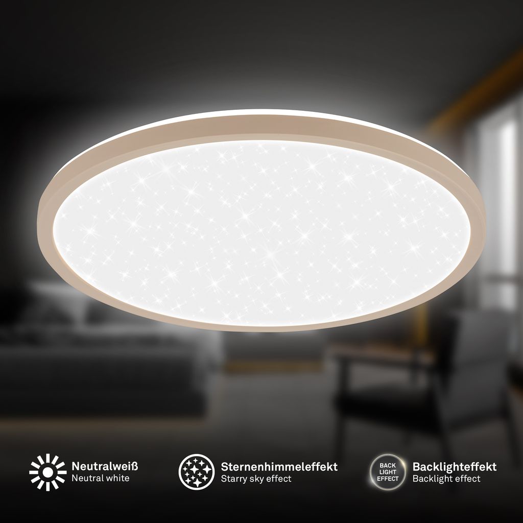 Slim LED Panel Ø29,3 cm - 18W, 2400lm, Sternenhimmel, Neutralweiß, Beige