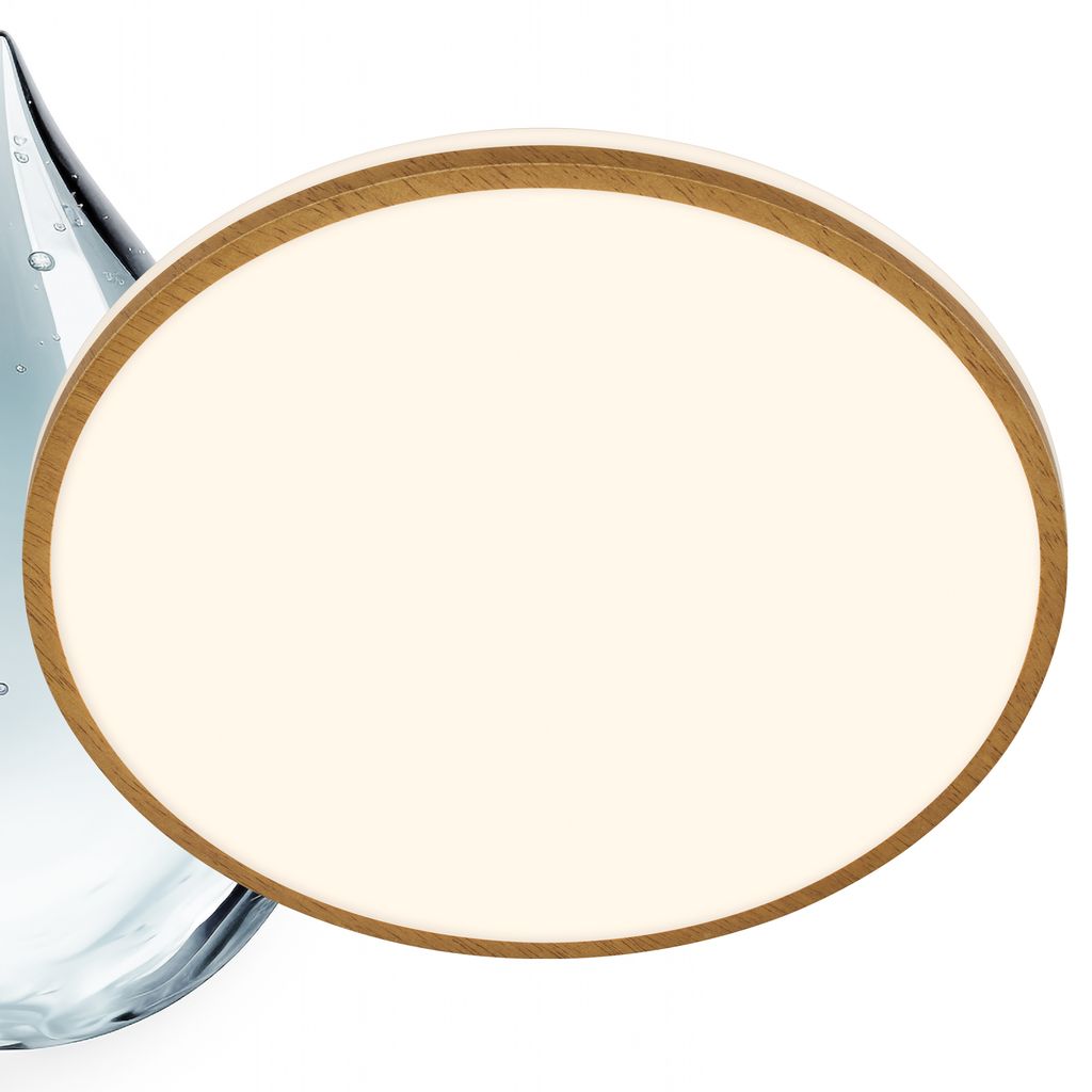 Acorus W Deckenlampe Ø33 cm - 18W, 1850lm, LED, IP44, Warmweiß, Weiß-Holz