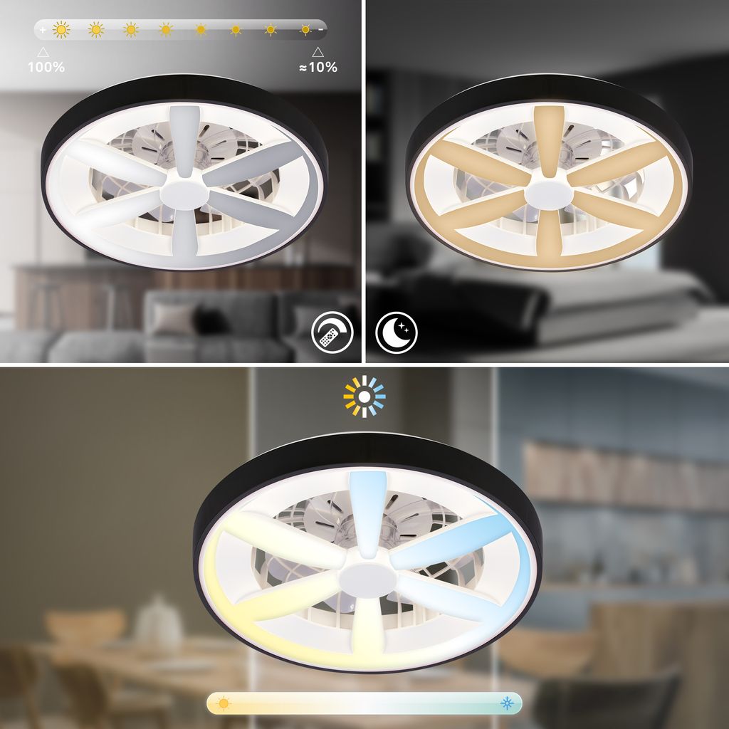 Deckenventilator mit Beleuchtung Fernbedienung Ventilator Dimmbar RGBIC CCT 3
