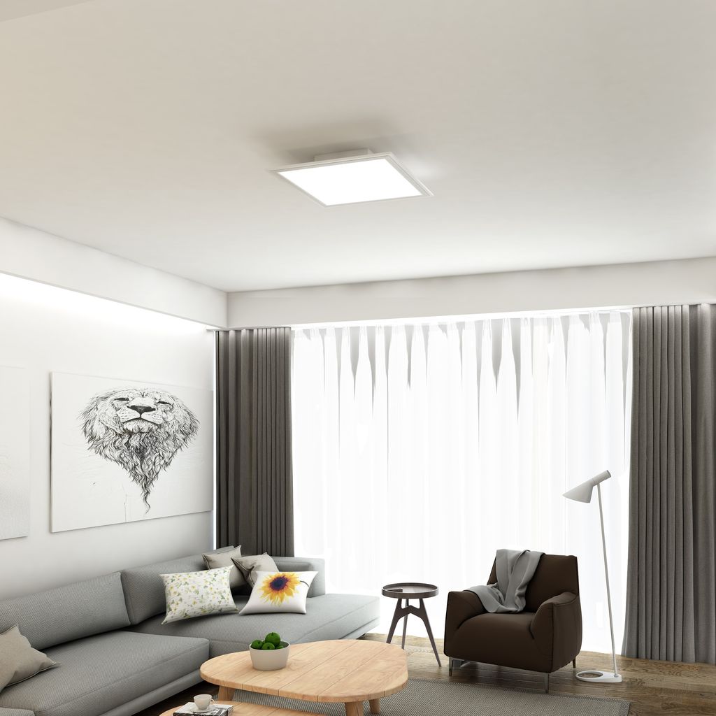 Briloner Simple LED Deckenleuchte, LED Panel Flach, Eckig, 29,5x29,5 cm, Weiß
