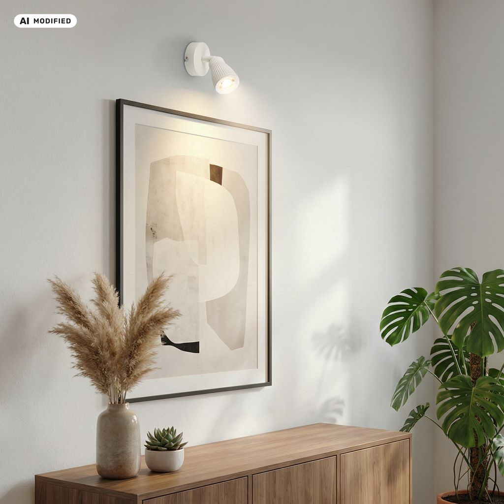Riff Wandlampe Ø8 cm - 3,5W, 400lm, LED, Schwenkbar, Warmweiß, Altweiß