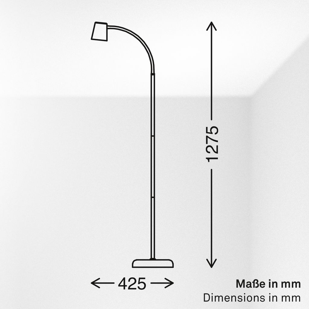 Skriva Stehlampe - Schwenkbar, Schalter, GU10 Fassung, max. 9W, Satin-Metallic