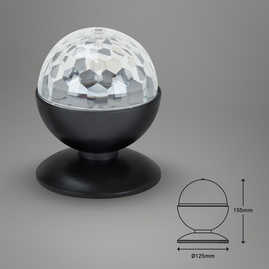 RGB LED Tischleuchte, Ø 12,5 cm, 3 W, Schwarz