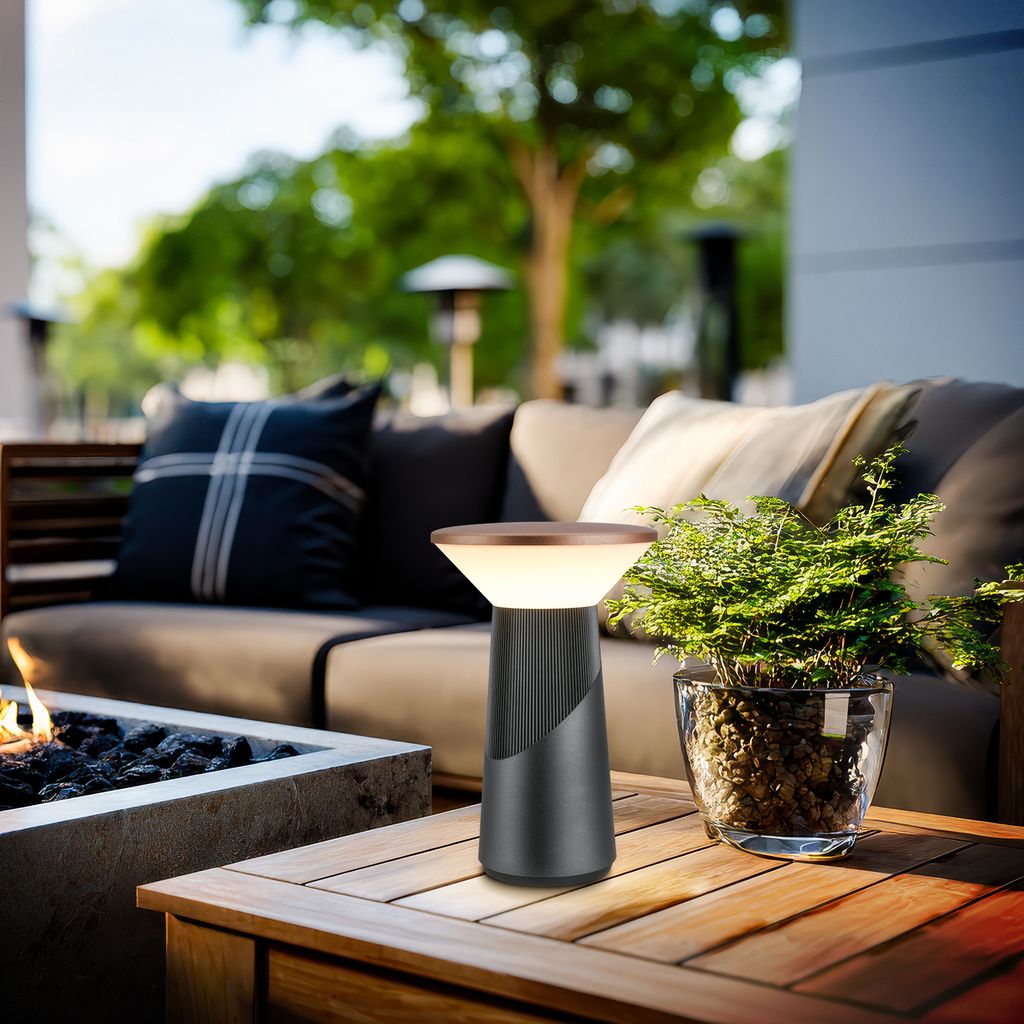 Pilia Table Lamp - 2.6W, 200lm, LED, Cordless, Dimmable, Touch, Anthracite Bronze